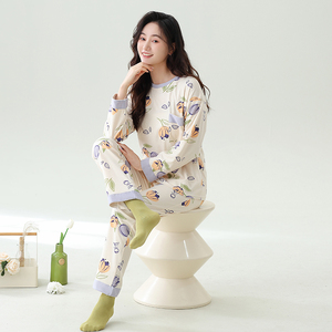 롱드 여성용 긴팔 V넥 나이트가운 <span class=keywords><strong>CVC</strong></span> 혼방 소재 수분 흡수 속건 부드럽고 통기성 좋은 캐주얼 홈웨어 - Product Image 2