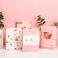Carnets à Couverture Rigide Écologiques A5/A6 avec Boucle Magnétique Pêche Créative, Cadeau Kawaii Rose Cœur pour Étudiants, Écriture Scolaire