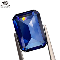 Saphir bleu royal vif taille émeraude EMEJEWE, cultivé en laboratoire, certifié par un tiers, effet de jeu de couleurs, pour la création de bijoux de luxe