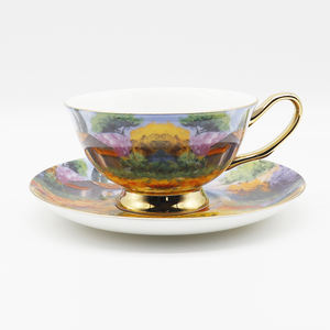 Pintura al óleo de <span class=keywords><strong>Van</strong></span> <span class=keywords><strong>Gogh</strong></span> de alta calidad sobre cerámica, <span class=keywords><strong>precio</strong></span> directo de fábrica, taza de café y platillo de porcelana para el té de la tarde - Product Image 1