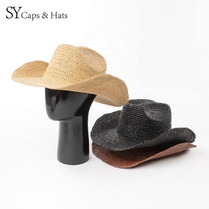 <span class=keywords><strong>2025</strong></span> mới SY Mũ 100% tự nhiên Raffia rơm tay Crochet RộNg Vành Cao Bồi Miền Tây mũ unisex mũ rơm tùy chỉnh OEM có sẵn - Product Image 1