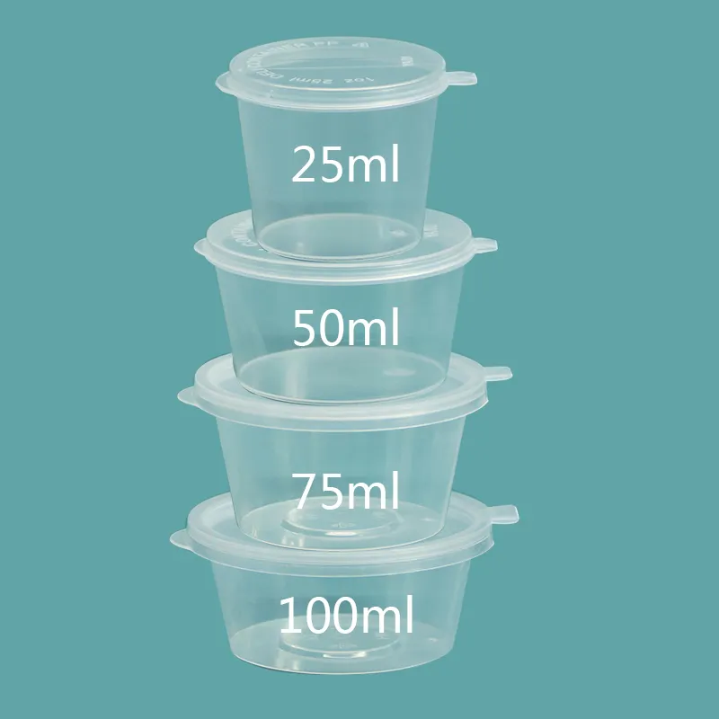50ml Disposable Portable Plastic Cups Food Small Sauce Containers Package Plastic no spill Sauce Cup