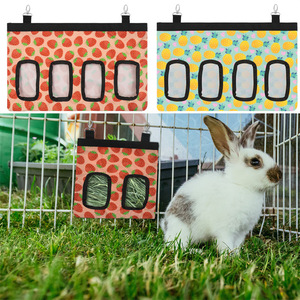 Comedero para animales pequeños, bolsa de heno colgante reutilizable de tela rectangular para conejos, conejillos de indias, hámsteres - Product Image 4