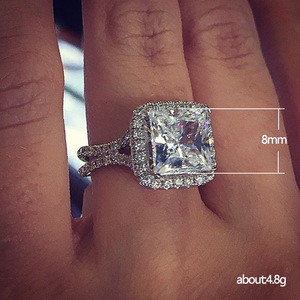 Anello da Donna F998 con Diamante Taglio Asscher, Pietra Naturale, Stile Classico per Fidanzamento - Product Image 5