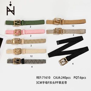 Cintura in PP con fibbia a F da 3 cm, 6 pezzi in colori assortiti, cintura alla moda da donna - Product Image 3