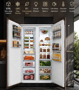 Built-In French Door Refrigerator 237L+333L Twin Model Frost-Free Compressor Plastic Fridge <b>Freezer</b> for Hotel and Household Use - Product Image 2