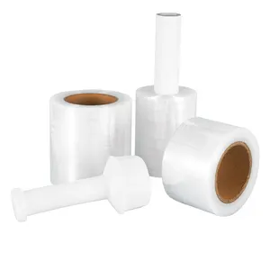 Clear Black Pe Mini Stretch Film Voor Verpakking Pallet Lldpe Plastic Verpakking 17mic Hand Stretch Wrap Met Handvat