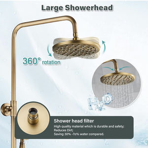 Ensemble de <span class=keywords><strong>douche</strong></span> de luxe <span class=keywords><strong>en</strong></span> laiton de style europé<span class=keywords><strong>en</strong></span> doré avec robinetterie vintage élévatrice eau froide et chaude et douchette pour <span class=keywords><strong>baignoire</strong></span> - Product Image 5