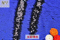 Tissu réversible Nanyee Textile en satin noir avec dos en sequins bleu roi et noir pour sacs et pochettes à coudre soi-même
