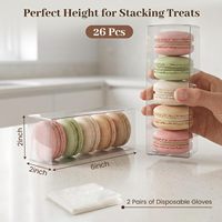26 boîtes à macarons transparentes, 2x2x6 pouces, boîtes à dragées en plastique transparent, grands contenants cadeaux avec gants d'assemblage pour gâteaux