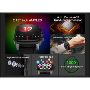 DM62 2.13 pollici Smart Watch NFC Password 1000mAh AMOLED Display IP67 quadrato Android <span class=keywords><strong>OS</strong></span> 4G Sim Card di supporto <span class=keywords><strong>per</strong></span> la registrazione sportiva - Product Image 6
