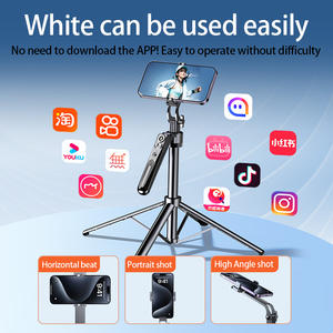 Perche à <span class=keywords><strong>selfie</strong></span> pliable professionnelle à rotation automatique avec suivi du visage et lumière d'appoint, portée de 10 m, 180 cm, directement de l'usine - Product Image 2