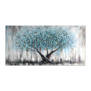 Cao cấp sang trọng trang trí cây lớn tường nghệ thuật làm bằng tay màu xanh vải sơn kết cấu hình ảnh hiện đại trang trí nhà sơn dầu - Product Image 6