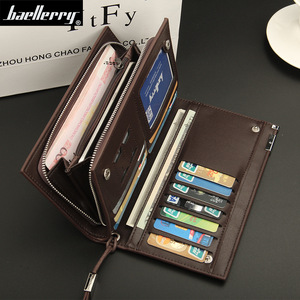 Baellerry <b>Men's</b> Long <b>Wallet</b> <b>Black</b> Leather Zipper Large Capacity Card Holder Anti Theft Business <b>Wallet</b> - Product Image 4