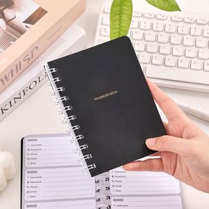 A3 Address <b>Book</b> Spiral Bound Leather Cover Secure User Name and Password Storage Log Used for Planning - Product Image 1
