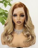 Densité 300% Ombre # Perruques de cheveux humains blondes 613, ondulées, 20 pouces, avec dentelle frontale HD transparente 13x4, cheveux Remy pour femmes