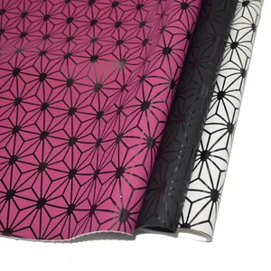 Desain geometris spiderweb pu kulit sintetis untuk tas Tote kotak rias