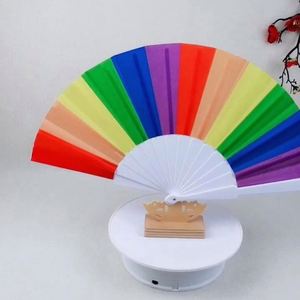 Customized Logo Print PP Rainbow Hand Fan Chinese Style Waterproof Fabric Handmade Lovely Business <b>Gift</b> Home Decoration Souvenir - Product Image 2