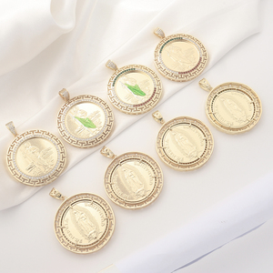 Ciondoli Religiosi Placcati Oro 14K all'Ingrosso, San Giuda e Vergine Maria, Gioielli con Zirconi CZ, Materiale Principale Ottone - Product Image 1