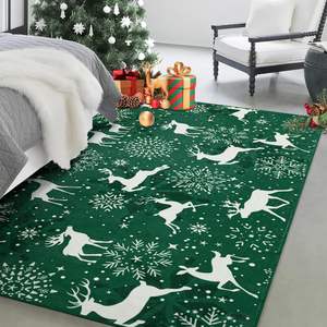 Noël vert wapiti flocon de neige tapis lavable en Machine tapis antidérapant parfait décor à la maison pour chambre ou salon adolescent - Product Image 1