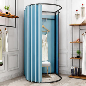 Centro comercial Montaje móvil temporal Tienda de ropa Aterrizaje Portátil Plegable Vestidor simple Estante de exhibición Puerta Curt - Product Image 3