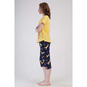 Traje de dormir capri ovalado de manga corta con cuello redondo para mujer - Product Image 3