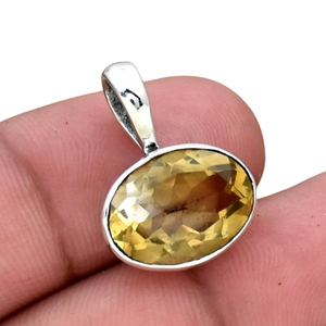 Pendentifs en argent sterling 925, coupe ovale avec pierres de citrine naturelle facettées, faits à la main, derniers bijoux de mariage bohèmes pour femmes - Product Image 2