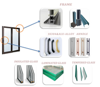 Puerta de perfil de aluminio de seguridad a prueba de viento personalizado y Marco de ventana corredera de aluminio de vidrio personalizada