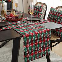 Chemin de table de Noël YINUAN à carreaux rouges et verts, motif flocon de neige, décoration de table pour salle à manger et fêtes de fin d'année