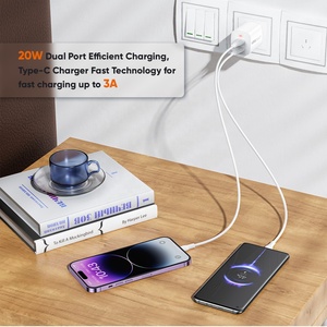 <span class=keywords><strong>VIDVIE</strong></span> <span class=keywords><strong>Tipo</strong></span> a <span class=keywords><strong>C</strong></span> Dual USB 20W <span class=keywords><strong>Cargador</strong></span> de carga rápida Bloque Blanco Negro <span class=keywords><strong>Cargador</strong></span> de teléfono móvil Adaptador - Product Image 4