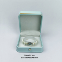 Boîte d'emballage pour bijoux en cuir PU avec logo personnalisé et bordure dorée pour collier, bague et bracelet, vente chaude