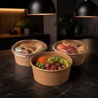 Boîte alimentaire jetable ronde en kraft pour emporter, avec couvercle, logo personnalisé OEM, vente en gros, boîte écologique biodégradable