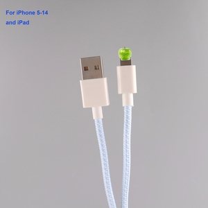 สายชาร์จ USB-A เป็น <span class=keywords><strong>iPhone</strong></span> แบบถักสีน้ำเงิน ยาว 1 เมตร ป้องกันการหักงอ 2 ชั้น สำหรับ iPad และ <span class=keywords><strong>iPhone</strong></span> ซีรีส์ <span class=keywords><strong>5</strong></span>-14 รองรับการชาร์จเร็ว - Product Image 1