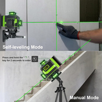 Niveau laser vert 4D 4x360 auto-nivelant industriel/DIY, 16 lignes, précision 1 mm, batterie au lithium, utilisation intérieure/extérieure