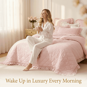 Juego <span class=keywords><strong>de</strong></span> Ropa <span class=keywords><strong>de</strong></span> Cama Estilo Coqueta, Color Rosa Polvoriento, Edredón con Volantes, Patrón <span class=keywords><strong>de</strong></span> Diamantes, Juego <span class=keywords><strong>de</strong></span> Ropa <span class=keywords><strong>de</strong></span> Cama Acolchada, Cubrecama <span class=keywords><strong>de</strong></span> Microfibra - Product Image 5