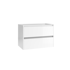 Fournisseur espagnol VENTO Blanc Brillant 100 / Chêne Naturel 100 (Sans couvercle) 2 tiroirs pour meuble sous-évier double vasque - Product Image 1