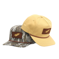 Casquette d'extérieur réglable à visière plate, 5 panneaux, motif camouflage tropical rayé, avec cordon et patch plume personnalisé, pour la pêche - 100% Polyester OEM