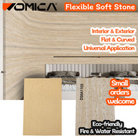 Plaque de pierre flexible Womica imprimée UV effet travertin, légère et pliable, pour revêtement mural de fond TV