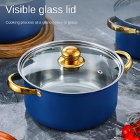 Batterie de cuisine 12 pièces en acier inoxydable, comprenant une marmite, une casserole à lait, une poêle antiadhésive, avec couvercles en verre, fond simple, poignée ergonomique, design moderne