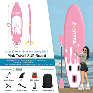 Hot Sale Custom Logo <b>Inflatable</b> SUP Board Kit with Aluminum Paddle & Travel Bag for Travel - Product Image 2