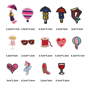 Kawaii ragazza trucco cosmetico tema occhiali da sole pantofola disegno ombrello ferro su ricamo patch per la borsa dei vestiti - Product Image 3