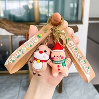 Porte-clés de Noël personnalisé en silicone 3D, ensemble de breloques Père Noël, bonhomme de neige et renne avec accessoires dorés, cadeau de Noël pour le chaussette de Noël