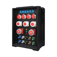 Caja de Distribución de Energía Portátil Negra para Uso en Escenarios, Resistente a la Intemperie IP65, Doble Voltaje (Monofásico/Trifásico) Integrada