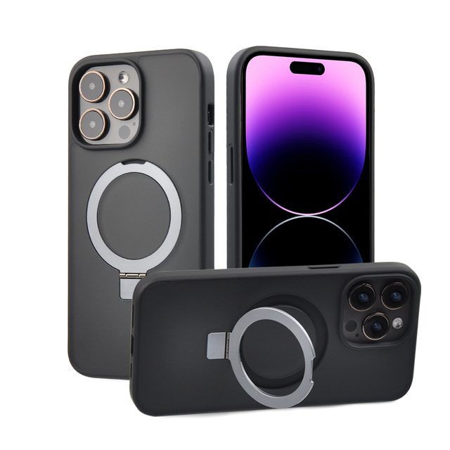 HUNT Metal Kickstand Case PC+TPU Hybrid Armor Fall Protection Magnetic Stand Shockproof Phone Case for iPhone 14 15 16 Pro Max