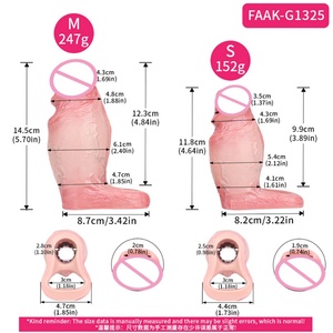 ปลอกอวัยวะเพศชายแบบเปิดปลาย ทำจากซิลิโคน FAAK รุ่น Realistic Fat Hollow Dildo ขนาด S M สำหรับเพิ่มขนาดองคชาต ช่วยชะลอการหลั่งเร็ว ของเล่นทางเพศสำหรับผู้ชาย - Product Image 6