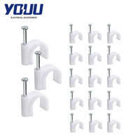 YOUU 5mm Rond Câble Fil Clips Blanc Fil Électrique Cordon Attache Gestion Plastique et Acier Sac