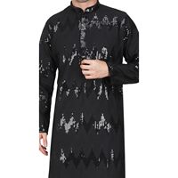 Ensemble Kurta Pajama pour homme Triloki, brodé et orné de paillettes, en rayonne, long, tenue de marié, tenue de Diwali Puja