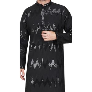 Conjunto de Kurta y Pijama para Hombre Triloki, Bordado con Lentejuelas, Rayón, Largo, Traje de Novio, para Diwali y Puja - Product Image 4