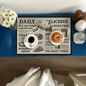 <span class=keywords><strong>La</strong></span> Gastronomie <span class=keywords><strong>Gazette</strong></span> Doux Lin Imitation Tissu Imprimé Napperons Résistant À <span class=keywords><strong>La</strong></span> Chaleur Quotidien Nourriture <span class=keywords><strong>Journal</strong></span> Motif Tapis De Table - Product Image 5