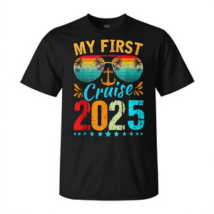 T-shirt unisexe pour adulte « Ma première croisière 2025 » à col rond et manches courtes, impression numérique, idéal pour les vacances en famille et les voyages - Product Image 2